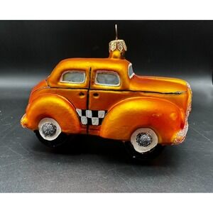 CHRISTOPHER‎ RADKO CHECKERED PAST YELLOW TAXI ORNAMENT 3"X.5"